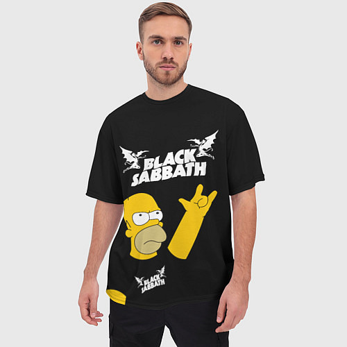 Мужская футболка оверсайз Black Sabbath Гомер Симпсон Simpsons / 3D-принт – фото 3
