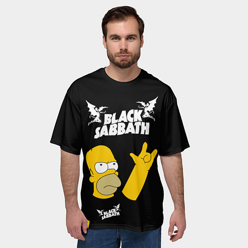 Мужская футболка оверсайз Black Sabbath Гомер Симпсон Simpsons / 3D-принт – фото 3