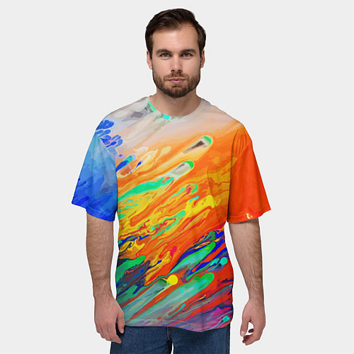 Мужская футболка оверсайз Буйство красок Лето Riot of colors Summer / 3D-принт – фото 3