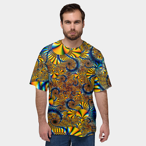 Мужская футболка оверсайз FRACTAL COLOR PATTERN / 3D-принт – фото 3