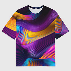 Футболка оверсайз мужская Абстрактная волновая композиция Неоновые полосы Ab, цвет: 3D-принт