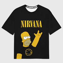 Футболка оверсайз мужская NIRVANA ГОМЕР СИМПСОН, SIMPSONS, цвет: 3D-принт