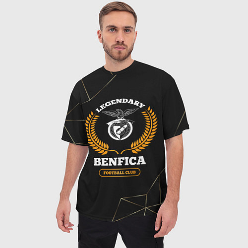 Мужская футболка оверсайз Лого Benfica и надпись Legendary Football Club на / 3D-принт – фото 3
