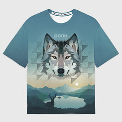 Футболка оверсайз мужская Серый волк - голова, цвет: 3D-принт