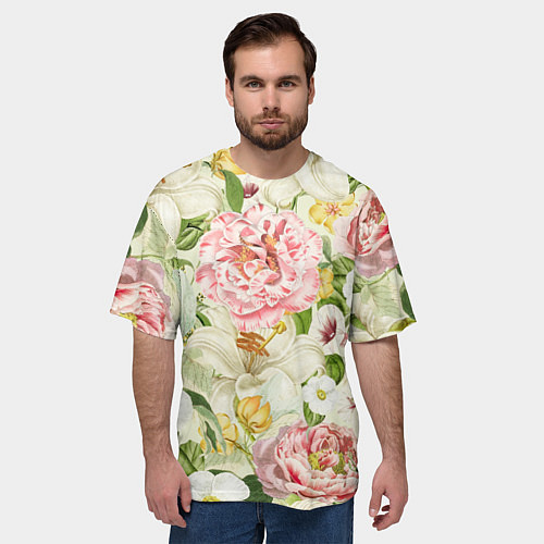 Мужская футболка оверсайз Цветы Жаркое Лето / 3D-принт – фото 3