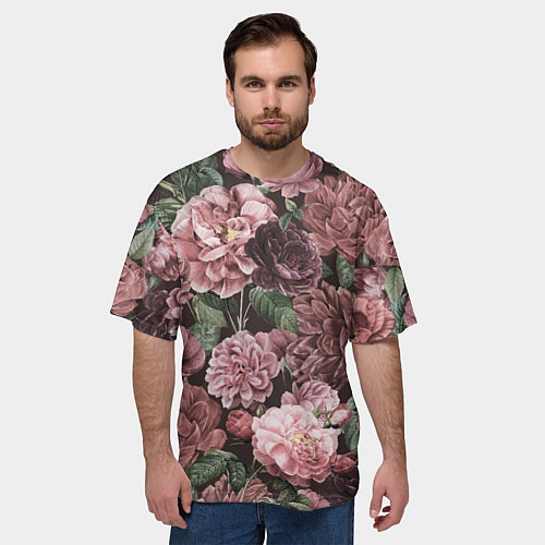 Мужская футболка оверсайз Цветы Полные Любви / 3D-принт – фото 3