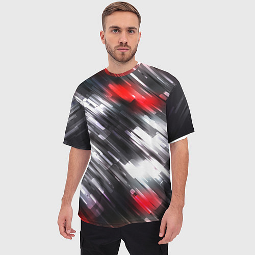 Мужская футболка оверсайз NEON abstract pattern неоновая абстракция / 3D-принт – фото 3