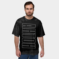 Футболка оверсайз мужская Имя Антон по-вертикали с темным фоном, цвет: 3D-принт — фото 2