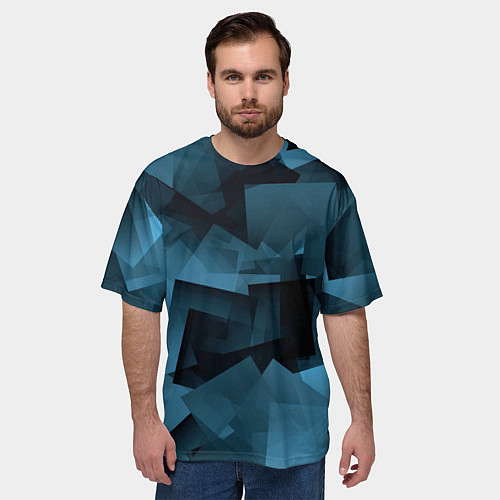 Мужская футболка оверсайз Абстрактная геометрическая композиция Abstract geo / 3D-принт – фото 3