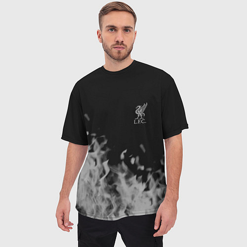 Мужская футболка оверсайз Liverpool Серое пламя / 3D-принт – фото 3