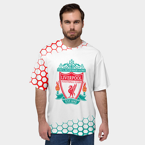 Мужская футболка оверсайз Liverpool соты / 3D-принт – фото 3