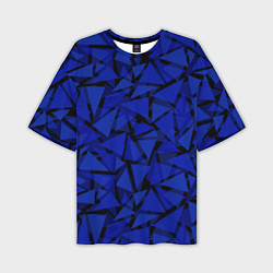 Футболка оверсайз мужская Синие треугольники-геометрический узор, цвет: 3D-принт