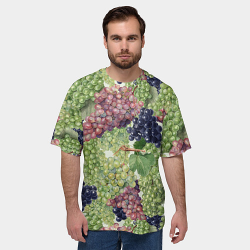 Мужская футболка оверсайз Кисти Винограда / 3D-принт – фото 3