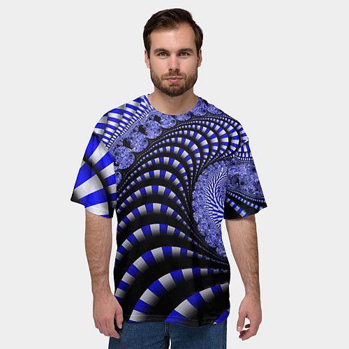 Мужская футболка оверсайз Неоновая спираль Абстракция Neon Spiral Abstractio / 3D-принт – фото 3