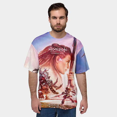 Мужская футболка оверсайз Horizon Forbidden West / 3D-принт – фото 3