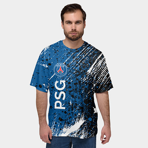 Мужская футболка оверсайз Псж краска / 3D-принт – фото 3