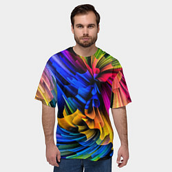 Футболка оверсайз мужская Абстрактная неоновая композиция Abstract neon comp, цвет: 3D-принт — фото 2