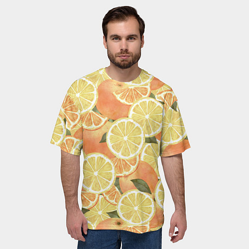 Мужская футболка оверсайз Летние Апельсины / 3D-принт – фото 3