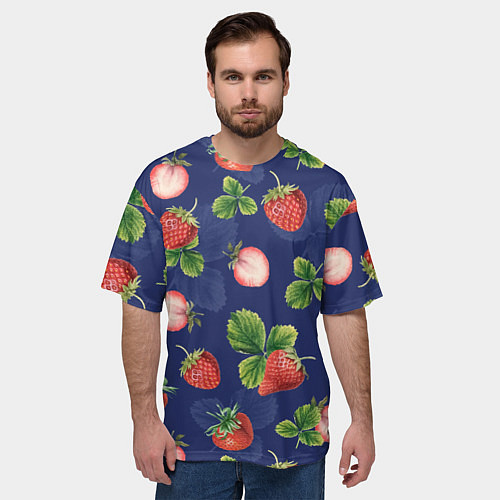 Мужская футболка оверсайз Сладкая Клубника / 3D-принт – фото 3