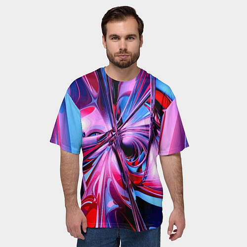 Мужская футболка оверсайз Авангардная футуристическая композиция Абстракция / 3D-принт – фото 3