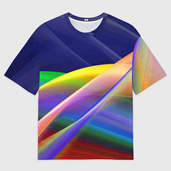 Футболка оверсайз мужская Абстрактная неоновая композиция Волны Abstract neo, цвет: 3D-принт