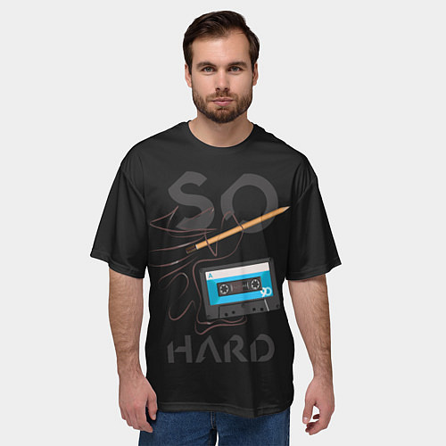 Мужская футболка оверсайз Так тяжело / 3D-принт – фото 3