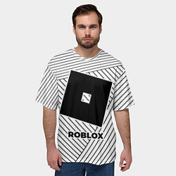 Футболка оверсайз мужская Символ Roblox на светлом фоне с полосами, цвет: 3D-принт — фото 2