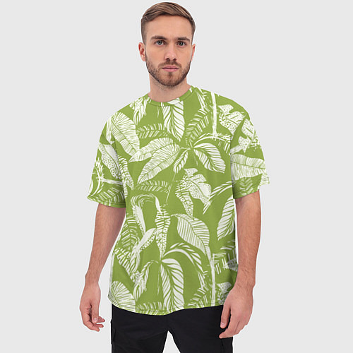 Мужская футболка оверсайз Зелёные Тропики Лета / 3D-принт – фото 3