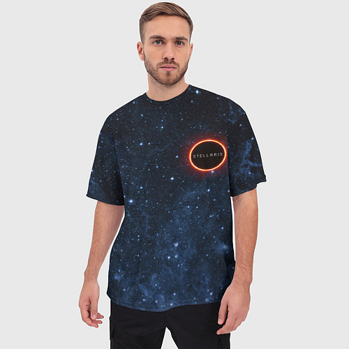 Мужская футболка оверсайз Stellaris Black Hole Logo / 3D-принт – фото 3