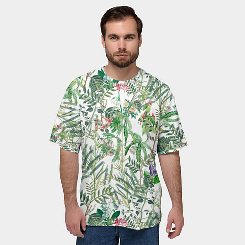 Мужская футболка оверсайз Цветы Летний Ботанический Букет / 3D-принт – фото 3