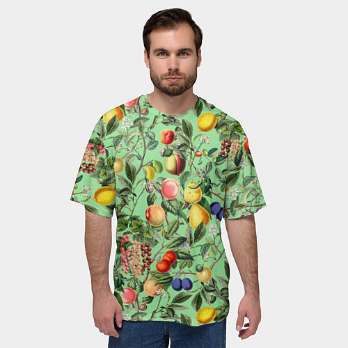 Мужская футболка оверсайз Летнее Ассорти Фруктов / 3D-принт – фото 3