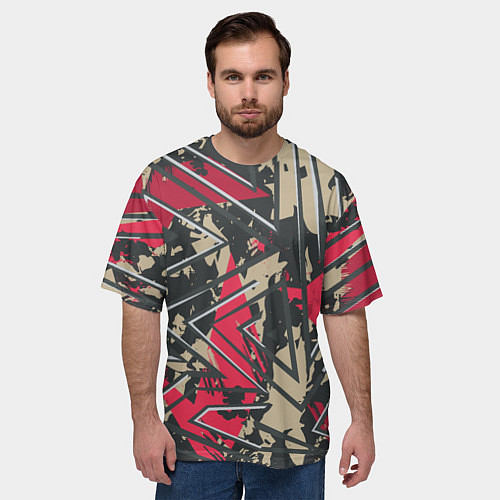 Мужская футболка оверсайз Камуфляжный паттерн / 3D-принт – фото 3