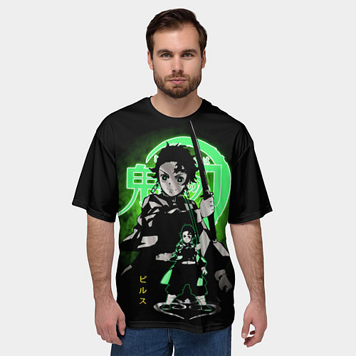 Мужская футболка оверсайз КЛИНОК, РАССЕКАЮЩИЙ ДЕМОНОВ ТАНДЖИРО КАМАДО / 3D-принт – фото 3