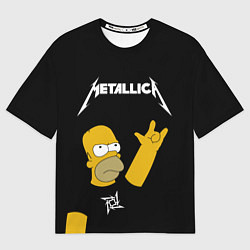 Футболка оверсайз мужская Metallica Гомер Симпсон рокер, цвет: 3D-принт