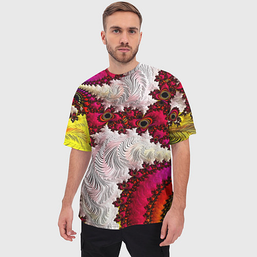 Мужская футболка оверсайз Наикрутейший психоделический абстрактный фрактальн / 3D-принт – фото 3