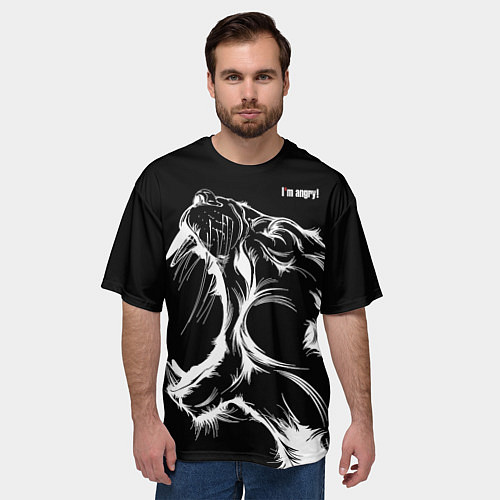Мужская футболка оверсайз Im angry! Cougar / 3D-принт – фото 3