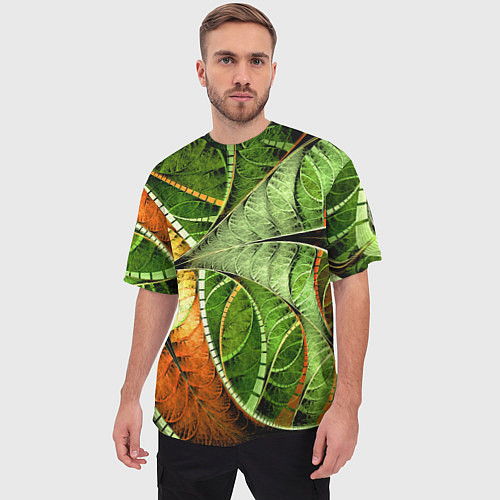 Мужская футболка оверсайз Растительный абстрактный фрактальный паттерн Veget / 3D-принт – фото 3
