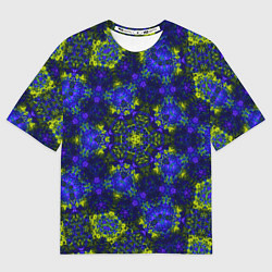 Мужская футболка оверсайз Абстрактный зелено-синий узор Звезда