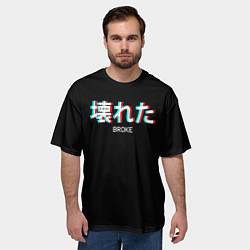 Футболка оверсайз мужская Broke Неоновые иероглифы, цвет: 3D-принт — фото 2