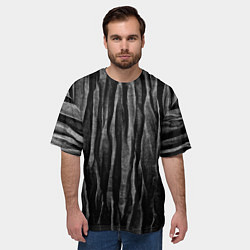 Футболка оверсайз мужская Полосы чорные серые роизвольные random black strip, цвет: 3D-принт — фото 2