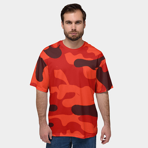 Мужская футболка оверсайз Рыжий камуфляж Огонь Пятна / 3D-принт – фото 3