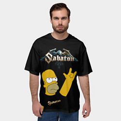 Футболка оверсайз мужская Sabaton Гомер Симпсон рокер, цвет: 3D-принт — фото 2