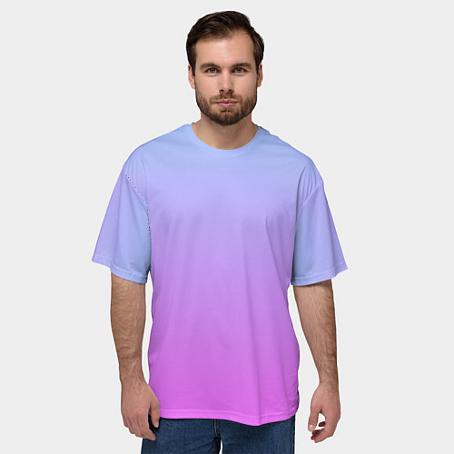 Мужская футболка оверсайз Голубо-розовый градиент / 3D-принт – фото 3