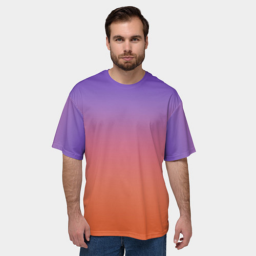 Мужская футболка оверсайз Трендовый красно-фиолетовый градиент / 3D-принт – фото 3