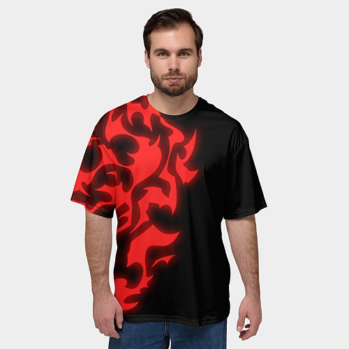 Мужская футболка оверсайз КРАСНЫЙ ЩИТ ПРОКЛЯТЫЙ / 3D-принт – фото 3