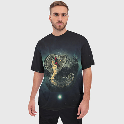 Мужская футболка оверсайз Большая ядовитая змея / 3D-принт – фото 3