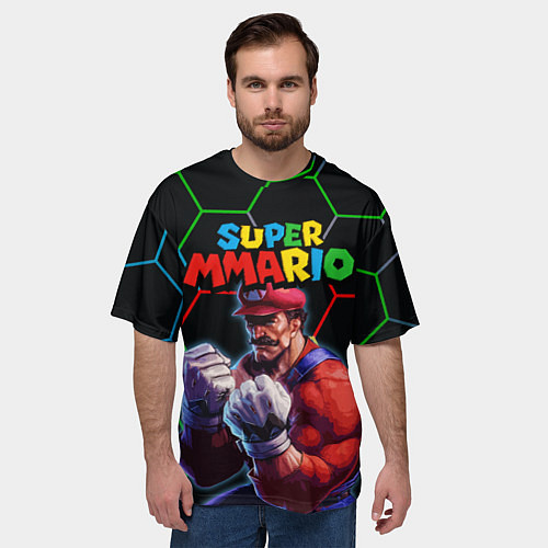 Мужская футболка оверсайз ММАРИО ММА Супер Марио Super Mario / 3D-принт – фото 3