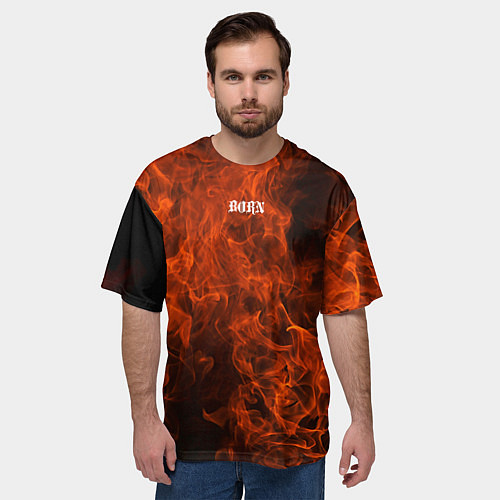 Мужская футболка оверсайз New York, дизайн в готическом стииле с огнем и анг / 3D-принт – фото 3