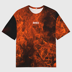 Футболка оверсайз мужская New York, дизайн в готическом стииле с огнем и анг, цвет: 3D-принт