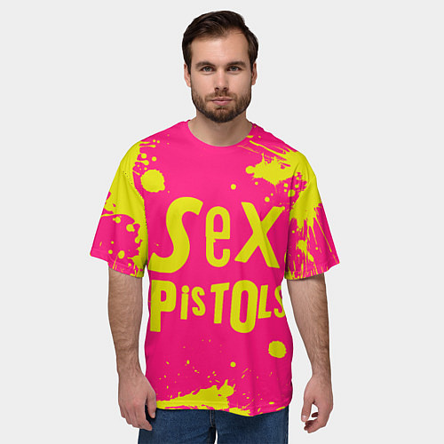 Мужская футболка оверсайз Sex Pistols Yellow Logo / 3D-принт – фото 3